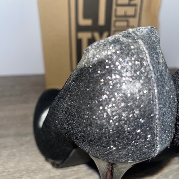 City Snappers Black Glitter High Heels Women’s Size 7.5 - Picture 12 of 16